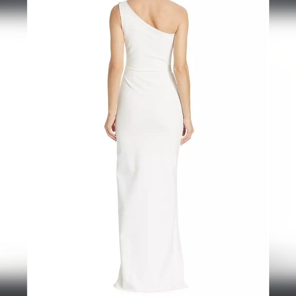 NWT$1,090 Chiara Boni Xenia White Asymmetric Column Gown Dress Sz 8 (44) - Picture 4 of 16